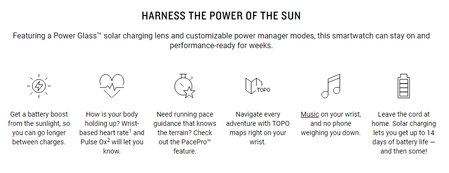 The use of doodle to highlight benefit on Garmin's product description