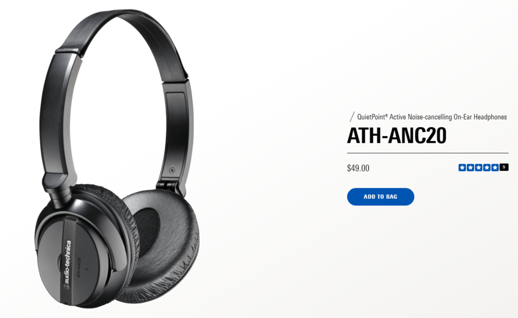 Straightforward price on Audio Technica's product description