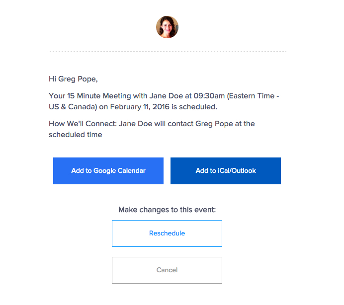 Calendly booking page