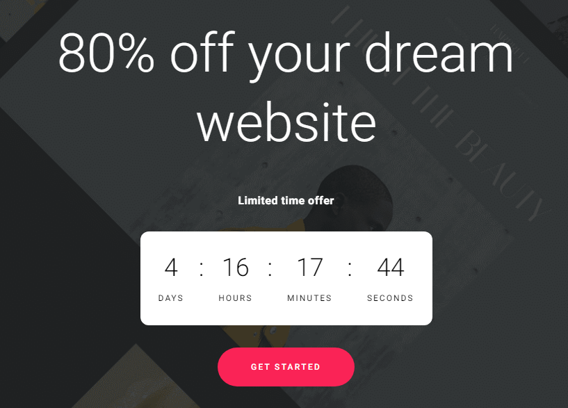 Countdown to the end of a promotion period on Zyro's website
