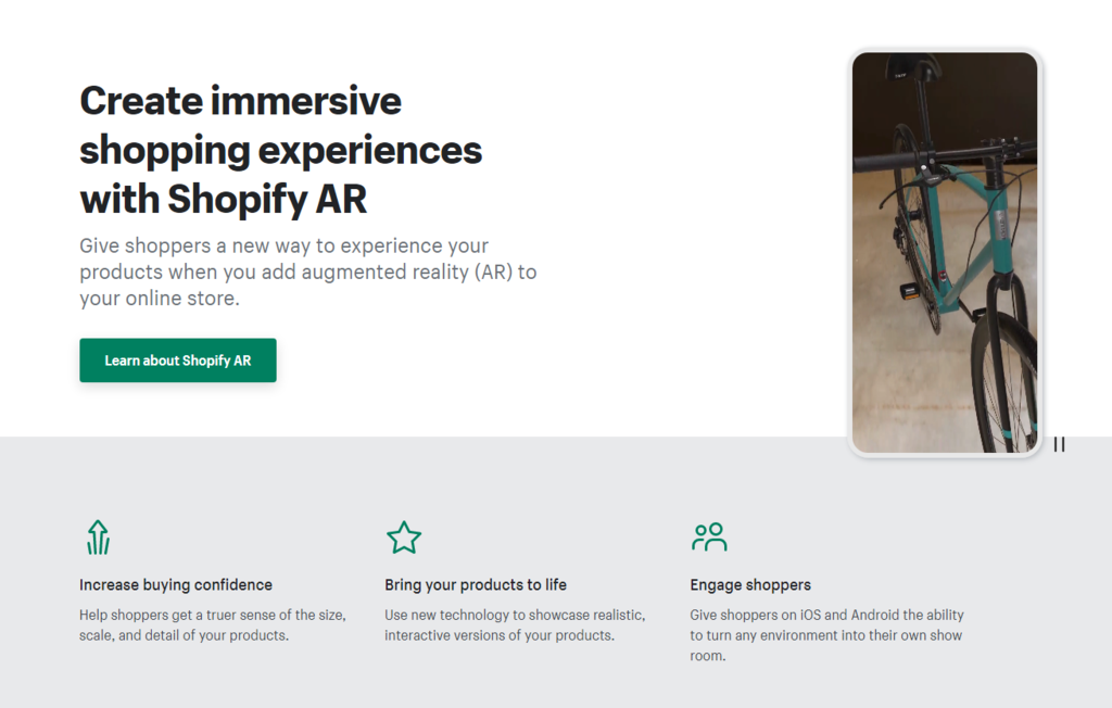 Augmented reality feature on Shopify eCommerce