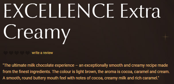 Example of the use of sensory word on Lindt's product description