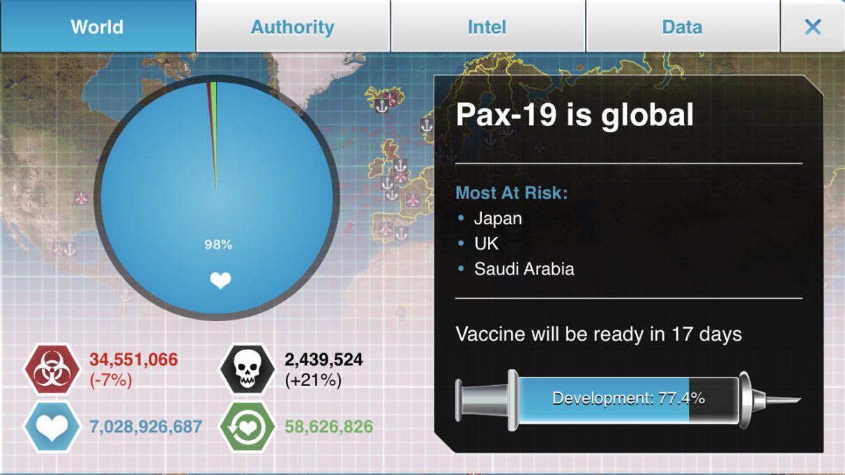 Plague Inc The Cure UI screenshot