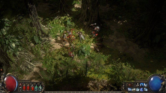 A monk attacks enemies in a forest in Path Of Exile 2