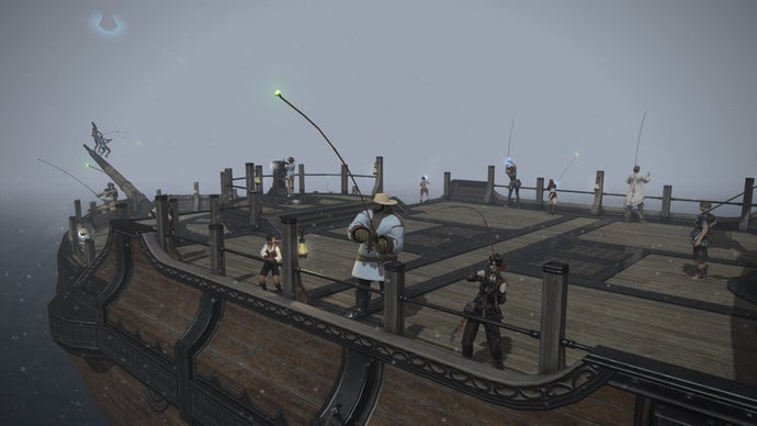 A group of players Ocean Fishing in Final Fantasy XIV