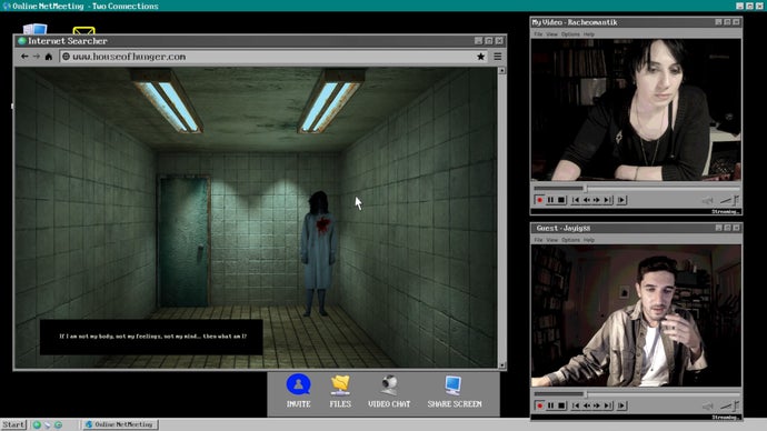Playing a spooky browser game in the movie Deadware.
