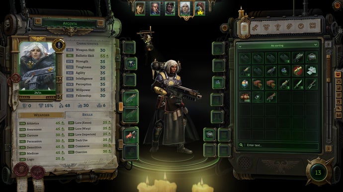 The character creation screen from Owlcat's CRPG Warhammer 40,000: Rogue Trader